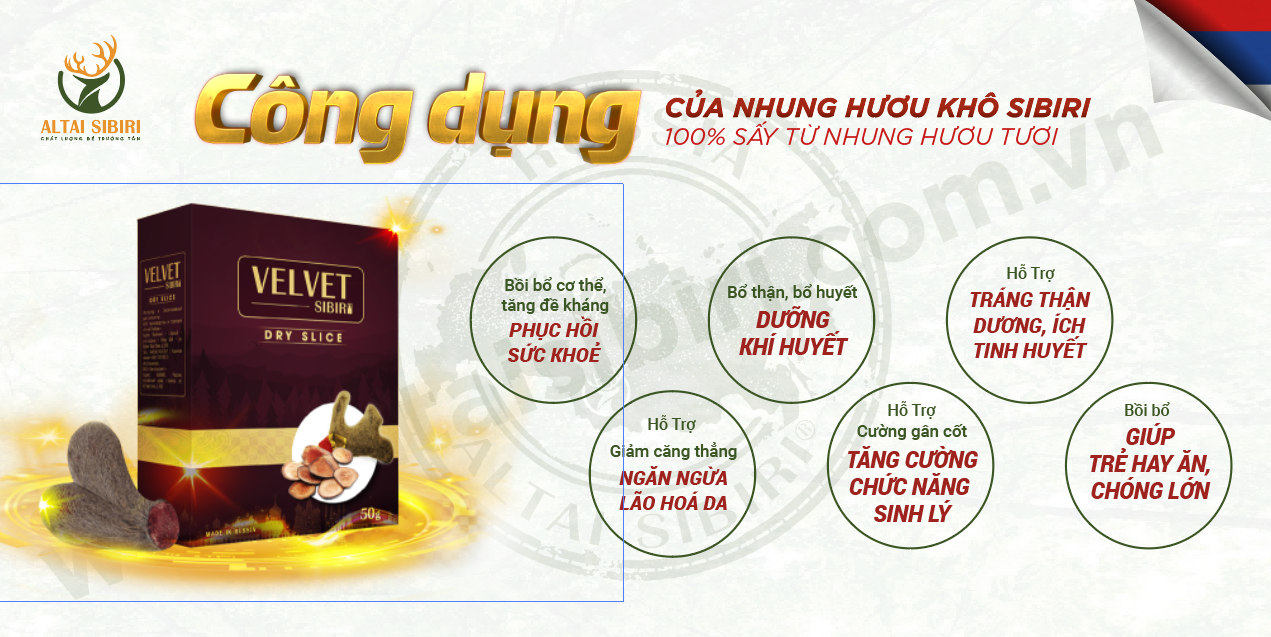 Nhung hươu khô Sibiri - Velvet Sibri ( Hộp 50gr)
